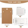 Sofplate 100 vnt. papuošalų kortelių rinkinys karoliams, tuščios popierinės papuošalų laikikliai su 100 vnt. lipnių maišelių, 3,94 x 2,56 colių stačiakampio formos gelsvai rudos kartono kortelės auskarams eksponuoti