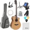 Soldin 40 colių akustinė gitara, aukščiausios kokybės eglės viršutinė dalis, cutway acustica guitarra rinkinys su dėklu, gitaros stovu, derintuvu, dirželiu, kapodasteriu, stygomis, valymo šluoste ir kirtikliais (natūrali)