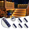 Solpex saulės laiptų šviestuvai, atsparūs vandeniui, 24 led saulės laiptų šviestuvai, lauko saulės šviestuvai terasai, laiptams, pakopoms, tvorai, verandai, latakui, takui (6 vnt., šilta balta, balta)