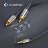 Sonero S-ac600-075 Premium audio adapterio kabelis 7.50 m 3.5 mm lizdas į 2x Rca kištukas paauksuoti kontaktai juodas