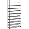 Songmics 10-aukštų metalinis batų stovas iki 50 porų batų – batų organizatorius svetainei, prieškambariui ir drabužinei – 92 x 30 x 194 cm, juodas Lsa10bk