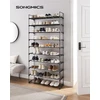 Songmics 10-aukštų metalinis batų stovas iki 50 porų batų – batų organizatorius svetainei, prieškambariui ir drabužinei – 92 x 30 x 194 cm, juodas Lsa10bk