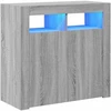 Šoninė spintelė su LED apšvietimu, pilka ąžuolo, 80x35x75cm
