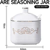 Sonwaha cukrinė su šaukšteliu 350 ml cukrinė su dangteliu 8 x 10 cm keraminis druskos indelis cukrinė vintažinė cukraus talpykla balta arbatai