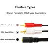 Sooiiyu 3.5 mm female į 2 rca male stereo audio rca į jack adapteris, audio kabelio jack 3.5 mm į rca adapteris, skirtas išmaniesiems telefonams, planšetiniams kompiuteriams, automobilių radijoms, garsiakalbiams, mp3, televizoriams, dvd, 2 vnt.