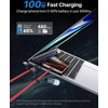 Soopii 100w 5a multi-usb-c įkrovimo kabelis su led lempute stovyklavimui, 4-in-1 c/a į c/ip greito įkrovimo kabelis, nailoninis pintas type-c kabelis telefonams, planšetiniams kompiuteriams, nešiojamiems kompiuteriams ir daugiau (raudonas, 2m)