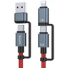 Soopii 100w 5a multi-usb-c įkrovimo kabelis su led lempute stovyklavimui, 4-in-1 c/a į c/ip greito įkrovimo kabelis, nailoninis pintas type-c kabelis telefonams, planšetiniams kompiuteriams, nešiojamiems kompiuteriams ir daugiau (raudonas, 2m)