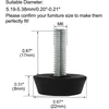 Sourcing map reguliuojamos kojelės baldų slydimo padai m6 x 20 x 25 mm grindų apsauga baldų kėdžių kojoms, 10 vnt.