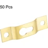Sourcing map skylės formos pakabinimo plokštelė 40 mm x 11 mm rėmo kabliukas su varžtais auksinės spalvos 50 vnt.