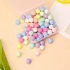 Spalvingi plastikiniai apvalūs karoliukai be skylės, mieli dekoratyviniai karoliukai, gražūs žavūs pasteliniai karoliukai papuošalų gamybai su dėžute, 3 dėžutės
