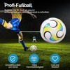 Spalvotas futbolo kamuolys, 5 dydis, nepraleidžiantis oro, profesionalus odinis futbolo kamuolys vaikams, oficialus treniruočių futbolo kamuolys, vandeniui atsparus kamuolys varžyboms vaikams, paaugliams, suaugusiems, vidaus, lauko