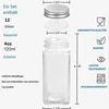 Spicic® Kvadratiniai prieskonių indeliai pagaminti iš aukštos kokybės stiklo - (12 vnt. rinkinys) - su purtyklės įdėklu ir prieskonių etiketėmis - vieta visų rūšių prieskoniams - tvarka virtuvei