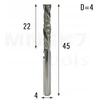 Spiralinė kompresinė freza medienai Cnc 2p 4*4*22*45 K55uf Hrc 70 (huhao)