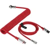 Spiralinis Usb-c laidas su aviaciniu jungikliu - raudonas