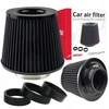 Sportinis kūginis oro filtras juodas 76mm 3 adapteriai Amio 02546