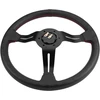 Sportinis vairas, driftinis vairas, valance drift, automobiliniai vairai, 350 mm/14 colių universalus aliuminio rėmas, juoda perforuota oda, automobilinis vairas su signalu (raudonas)