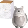 Spotted Dog Gift Company - keraminis katės formos indas maisto produktams - su dangteliu ir širdelės motyvu - hermetiškas virtuvės indas - dovana kačių mylėtojams - baltas