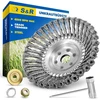 S&r plieno šepetys, žolių šepetys 200 mm x 25,4 mm, 5 dalių rinkinys su priedais, pintas plieno vielinis šepetys, kūginis šepetys žoliapjovei, krūmapjovė, krūmapjovė nuo piktžolių, samanų, stiprių nešvarumų