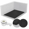 Stačiakampis dušo padėklas 120x90 akmens rašto 2,6 cm juodas + sifonas