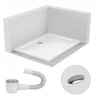 Stačiakampis dušo padėklas 140x70 Slim žemas 5 cm baltas Baltas su sifonu