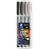 Staedtler Pigment Arts 371 pigmentiniai teptukiniai rašikliai, pluošto galiuko rašiklis suaugusiems, vidutinio tvirtumo nailono teptuko galiukas (šiltai pilka, 4 vnt.)
