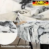 Staltiesės audinys, plaunama staltiesė, lengvai prižiūrima staltiesė su lotoso efektu, atspari purvui ir vandeniui, skirta naudoti viduje ir lauke, apvali 140 cm, cutting edge marble juodas