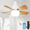 Starnearby lubų ventiliatorius su apšvietimu, nuotolinio valdymo pulteliu ir programėle, dvigubo sluoksnio gaubtas, 72 W Led lempa su ventiliatoriumi, 45 cm pritemdomas lubų ventiliatorius su šviesa, ventiliatoriaus lempa luboms (medžio spalvos)