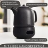 Virdulys Steinzeit Design arbatinukas su šildytuvu (1.3 l) - arbatinukas su sietelio įdėklu, pagamintu iš 304 nerūdijančio plieno - keramikinis arbatinukas su unikalia glazūra - nuimamas arbatinukas su sieteliu - juodas