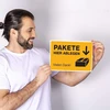 Stempel-fabrik Siuntų Pristatymo Ženklas – Siuntų Saugojimo Vieta – Ženklinimas Siuntų Pristatymui – Siuntų Padėjimo Ženklinimas – Įspėjamasis Ženklas Siuntoms – (signalo Geltonumo) – (300 x 200 x 4)