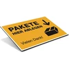 Stempel-fabrik Siuntų Pristatymo Ženklas – Siuntų Saugojimo Vieta – Ženklinimas Siuntų Pristatymui – Siuntų Padėjimo Ženklinimas – Įspėjamasis Ženklas Siuntoms – (signalo Geltonumo) – (300 x 200 x 4)