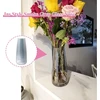 Stiklinė vaza gėlėms, ins moderni skaidraus stiklo vaza, 22 cm aukščio stiklinė vaza stalo dekoravimui, dekoratyvinės vazos pampų žolei, tulpėms, orchidėjoms, rožėms, džiovintoms gėlėms (dūmų pilka)