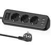 Sudeery 3 krypčių maitinimo lizdų blokas su 3 usb, daugiafunkcinis skirstytuvas, kampinis lizdas su jungikliu, keli lizdai, apsauga nuo perkrovos su 1,8 m ilginamuoju laidu virtuvei, juodas