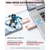 Sudeho usb atmintinė 256 gb, skirta iphone, mfi sertifikuota lightning atmintinė, stabilus duomenų perdavimas, 4-in-1 atmintinė, skirta iphone/ipad/android/pc, duomenų kopijavimas vienu spustelėjimu, rožinė