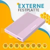 Suhsai išorinis kietasis diskas 250gb išorinis atsarginis diskas usb 3.0 didelės spartos duomenų perdavimo kietasis diskas, suderinamas su mac nešiojamuoju kompiuteriu, staliniu kompiuteriu, žaidimų konsole (rožinis)
