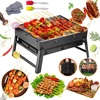 Sulankstomas grilis, anglių grilis, mažas, bbq grilis, lauko iškylų grilis, 45 cm x 30 cm x 23 cm, nešiojamas grilis iškyloms, sodui, terasai, stovyklavimui, kelionėms