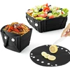 Sulankstomas Kempingo Dubuo, 3-in-1 Silikoninis Sulankstomas Dubuo, Kempingo Dubuo, Lėkštė, Nešiojami Maisto Laikymo Indeliai, Salotų Dubuo Lauko Kempingui, Iškyloms, Žygiams, Laikymo Dėžės, Juodas