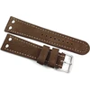 Sulla 24 mm vyriškas laikrodžio dirželis, retro pilot, water buffalo su kniedėmis, rudas, dirželis