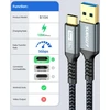 Sunguy usb c kabelis, [2 vnt. po 3 m] usb c į usb 5 gbps type c kabelis ir nailono pintas duomenų kabelis usb c, suderinamas su iphone 16/15 pro max, galaxy s24 s23, android auto