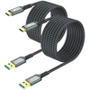 Sunguy usb c kabelis, [2 vnt. po 3 m] usb c į usb 5 gbps type c kabelis ir nailono pintas duomenų kabelis usb c, suderinamas su iphone 16/15 pro max, galaxy s24 s23, android auto