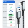 Sunguy usb c kabelis kampu, 2 m android automobilinis kabelis nailoninis kampinis 5 gbps usb c kabelis suderinamas su iphone 16/15 pro max, galaxy s24/s24+/s23/s22, p30 lite, redmi 10