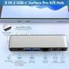 Surface Pro 11 10 9 dokstotis su 4k Hdmi, Thunderbolt 4 (8k vaizdo įrašas + 40 Gbps + 100 W galia), 100 M Rj45, 2 Usb 3.0, Sd Tf kortelių lizdas, 3,5 mm garso, Surface Pro 11/10/9/x priedai