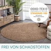 Surya Home Shaggy Berber kilimas – pūkuotas kilimas svetainei, valgomajam, miegamajam, ilgo plauko aukšto plauko kilimas pūkuotas – didelis kilimas 120 cm apvalus, šviesiai smėlio spalvos kilimas svetainei