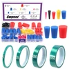 Swpeet 115 vnt. 33 m 4 dydžių 1/4" 1/2" 2,2 cm 2,5 cm žalia miltelinio dažymo aukštos temperatūros pet juosta silikoninės gumos asortimentas, skirtas dažymui, milteliniam dažymui