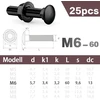 Swtyext 25 vnt. vežimo varžtų rinkinys m6 x 60 mm nerūdijančio plieno 304 plokščia galvute, juodo oksido a2 su flanšinėmis veržlėmis m6 din 6923 vartų vyrių varžtai, skirti statybos pramonei