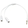 System-s audio y kabelis 20 cm stereo aux jack 3.5 mm male į 2 x female adapteris, baltas