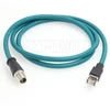 Szrmcc m12 8-pin x-coded male į rj45 ethernet cat7e gigabit ekranuotas vandeniui atsparus kabelis, skirtas basler gige cognex in-sight vision kamerų jutikliams (mėlynas, 3 m)