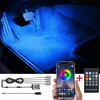 Taben rgb automobilio kojų apšvietimo rinkinys su programėlės valdymu + rf nuotolinis valdymas, 16,7 milijonų spalvų, sinchronizuojamas su muzika, usb kabelis, automobilio vidaus kojų atmosfera, šviesa dc 12v