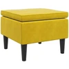 Taburetė su medinėmis kojomis, geltonos spalvos, aksomas