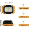Tekstap Led statybinis prožektorius su baterija, nešiojama kempingo lempa, 2 x Cob 30 W 1500 Lm Led darbo lemputė Usb garažui, lauko stovyklavimui, žvejybai, avarinėms statybvietėms, 3 šviesos režimai (2 vnt.)