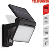 Telefunken - led saulės šviestuvas, lauko prožektorius su judesio davikliu, su nuolatinės šviesos funkcija, maitinamas baterijomis, ip44, juodas, 229 x 152 x 126 mm (i x p x a)